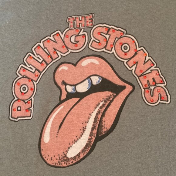 Rolling Stones T shirt with Red Crystals - Size Women's XL - Picture 8 of 10